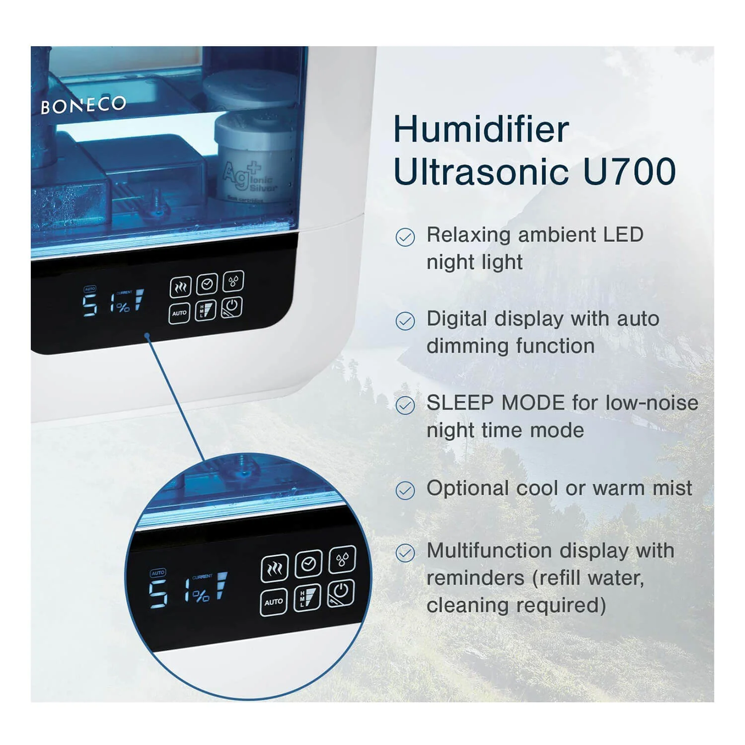 BONECO - Warm & Cool Mist Ultrasonic Humidifier U700 - Image 4