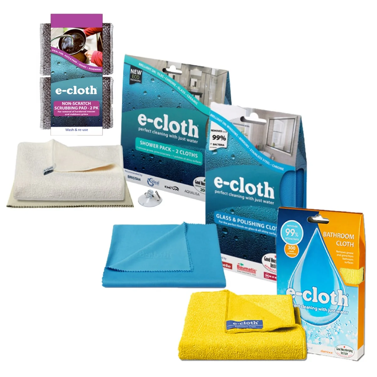 eCloth Bathroom Cleaning Kit - Microfiber Cloths