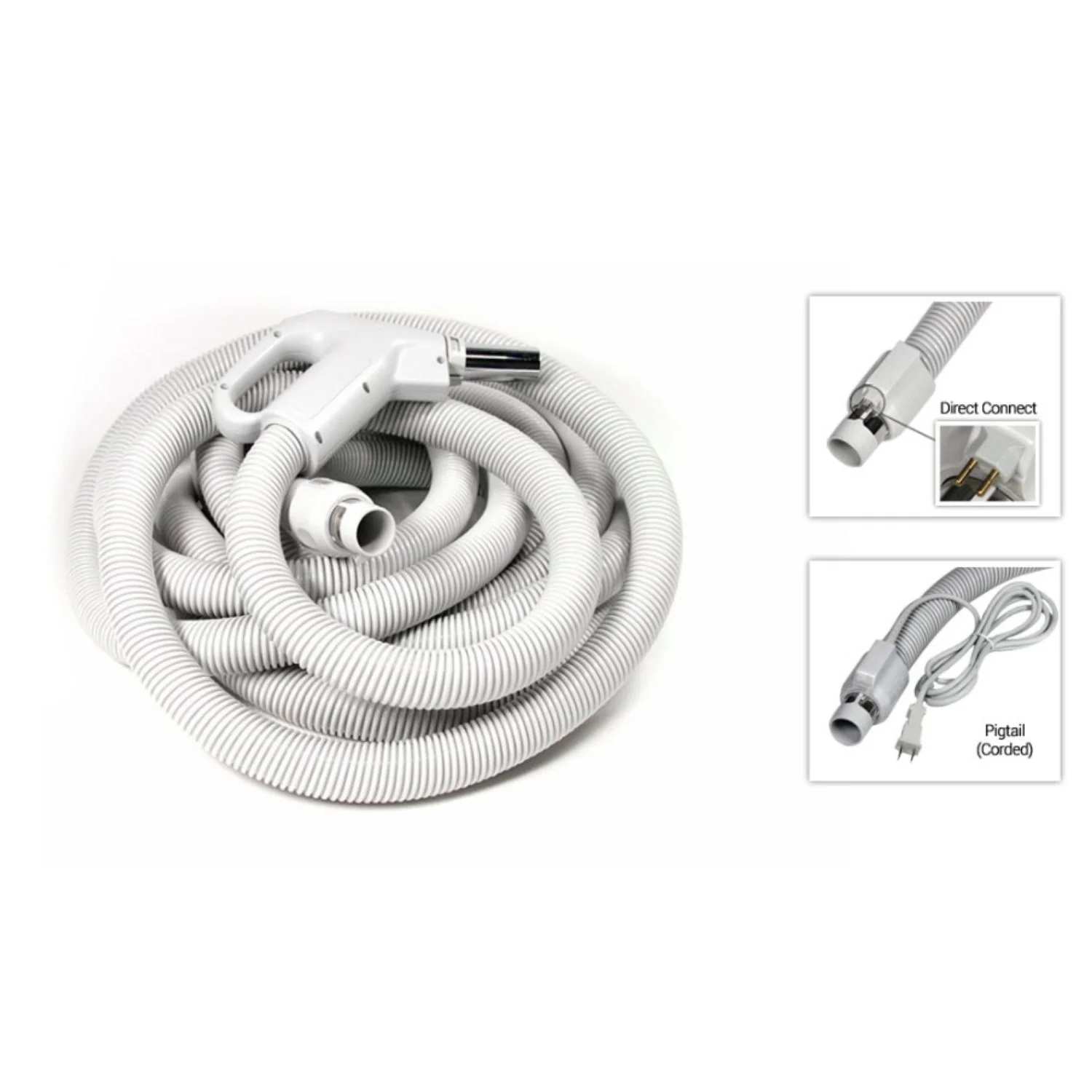 Central Vacuum Electric Hose- 35 Foot Direct Connect- Fits Button Lock and Friction Fit - Image 4
