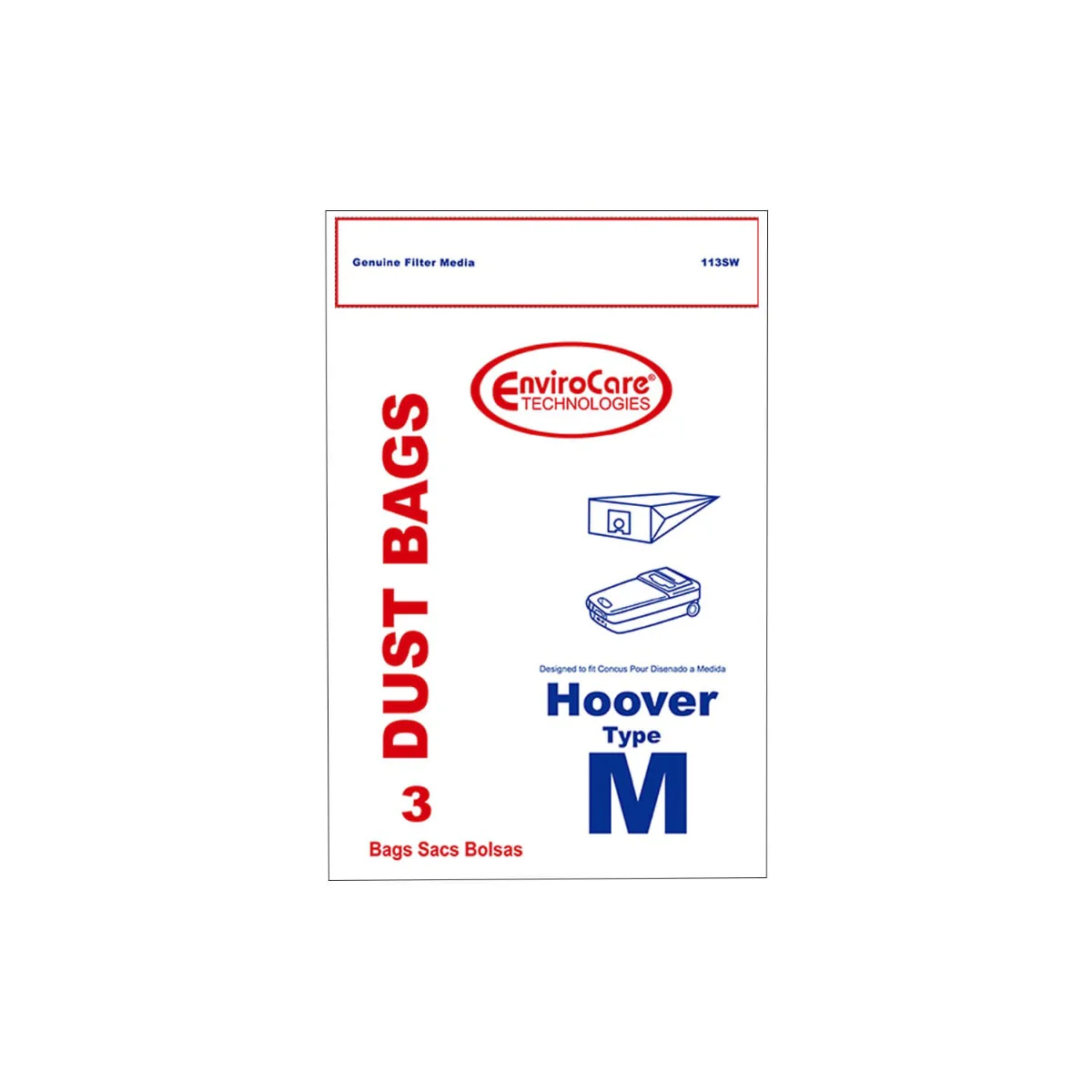EnviroCare Hoover M Bags (3pk)