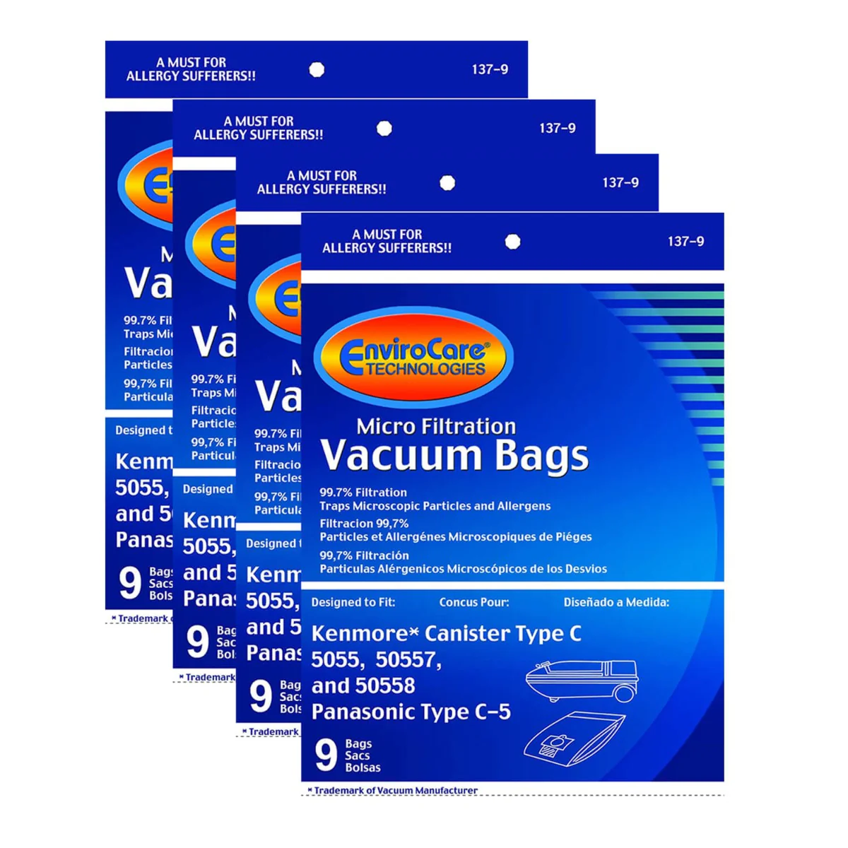 EnviroCare Kenmore 50558 Type C Canister Vacuum Bags - 36 Pack