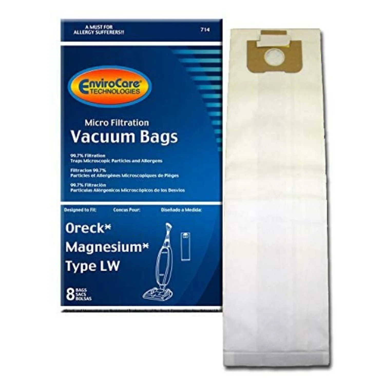EnviroCare Oreck Magnesium Type LW Vacuum Cleaner Bags- (8 Pack)