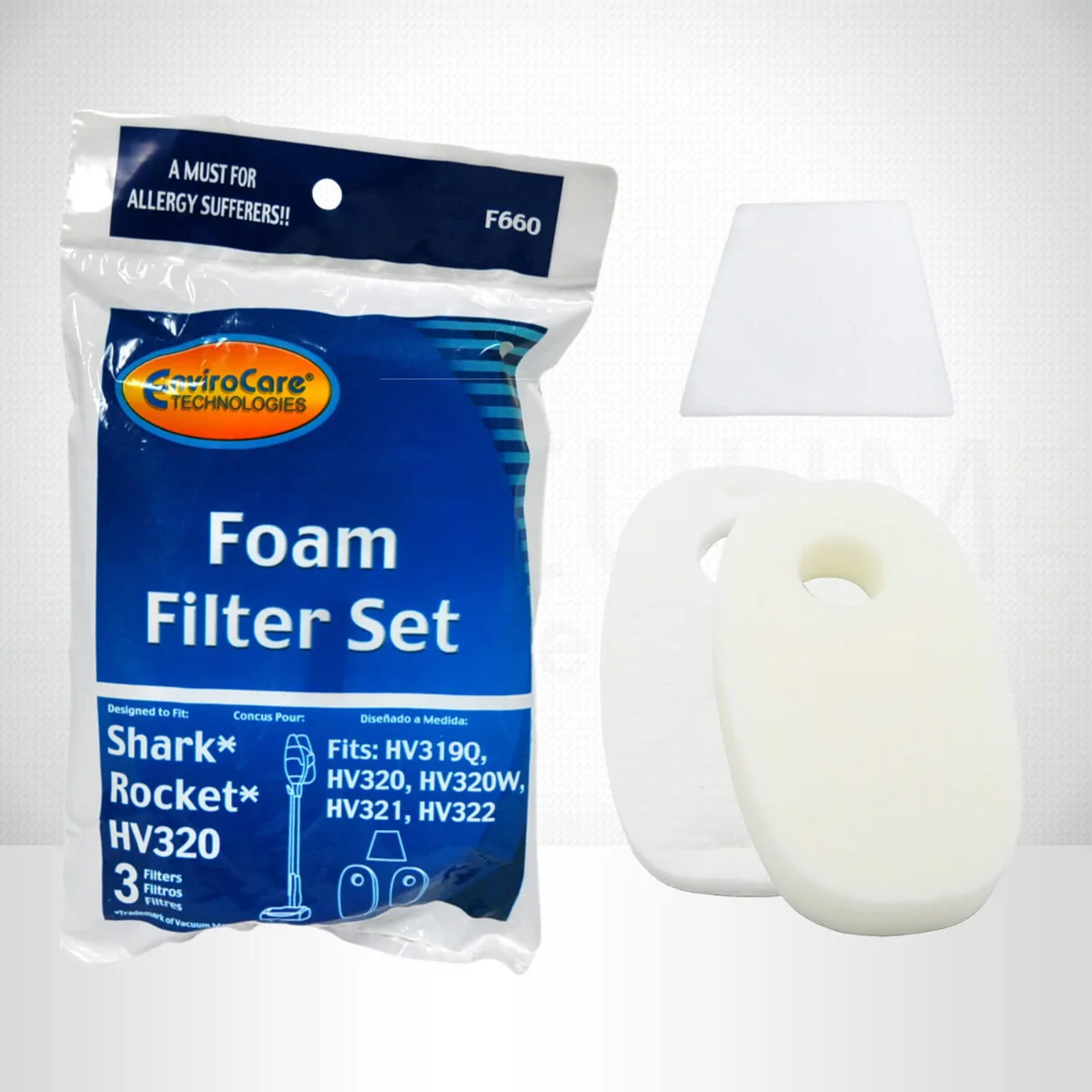EnviroCare Shark Rocket HV320 Foam Filter Set (F660) - Image 4