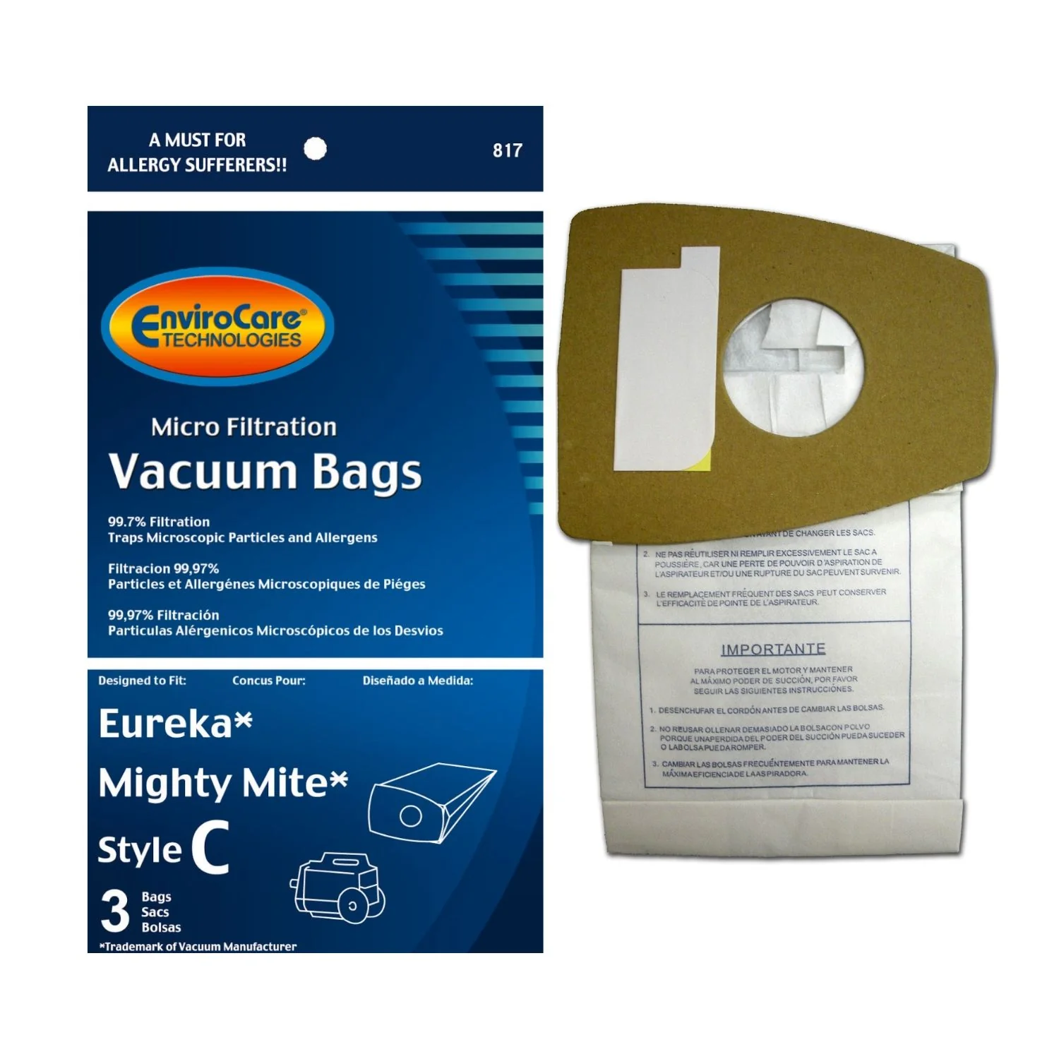 Eureka Mighty Mite C Bags (3 Pk) By EnviroCare
