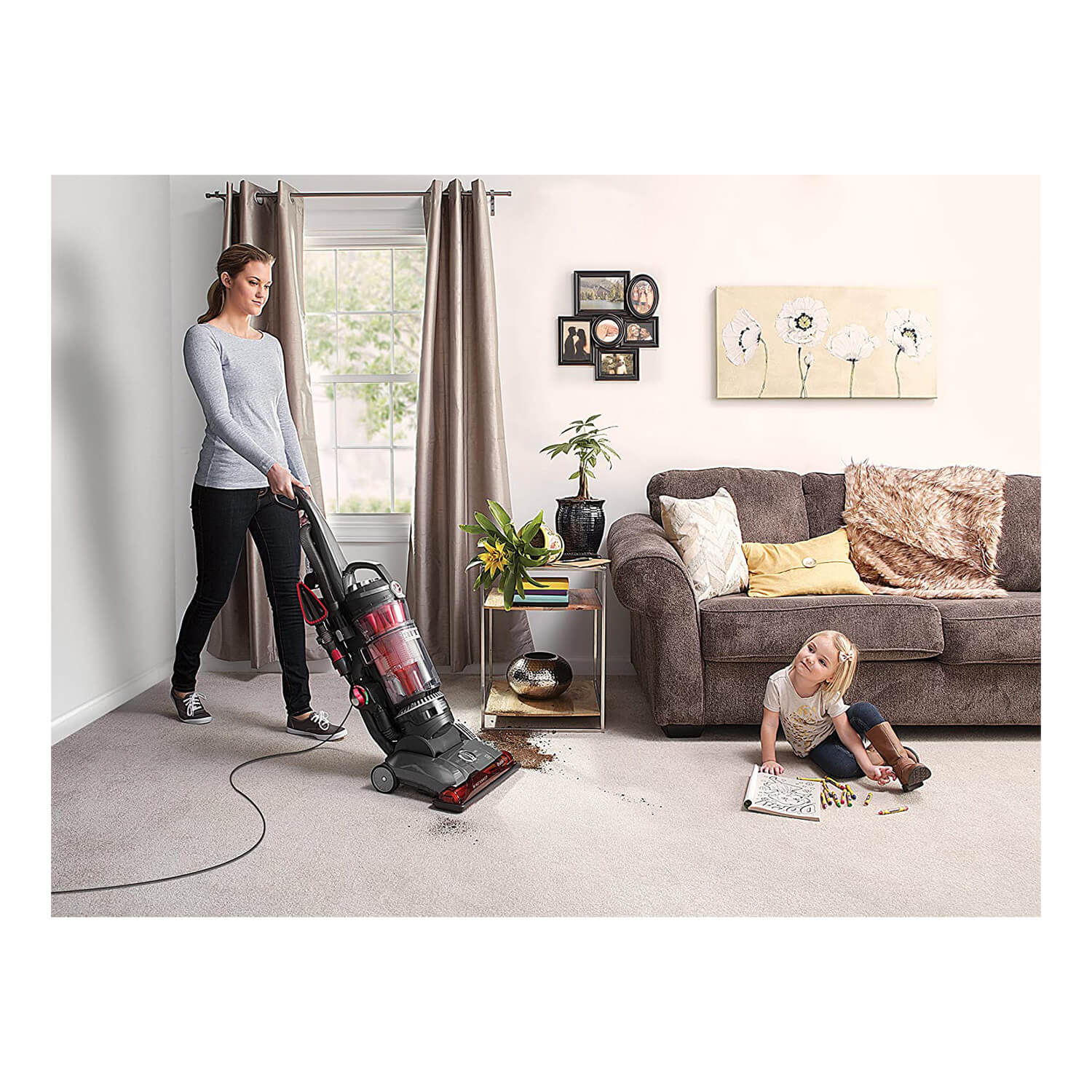 Hoover WindTunnel 3 High Performance Pet Bagless Corded Upright Vacuum, UH 72630, Red - Image 4