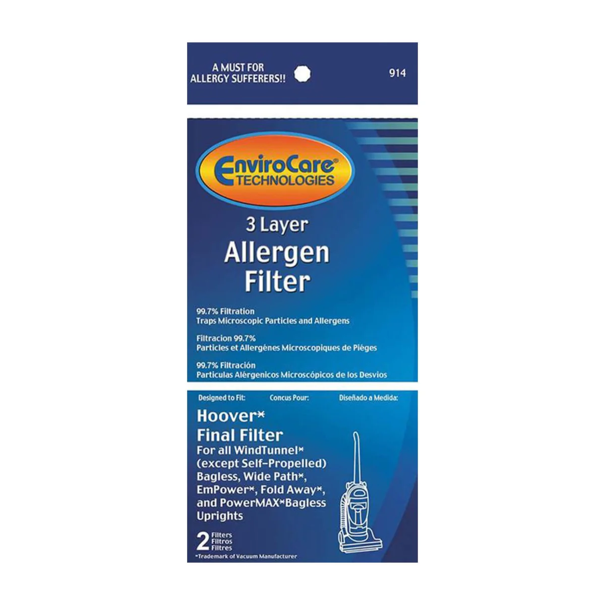 Hoover  Wind Tunnel  Final  Filter  - 2 Pack (F914)   - Image 2