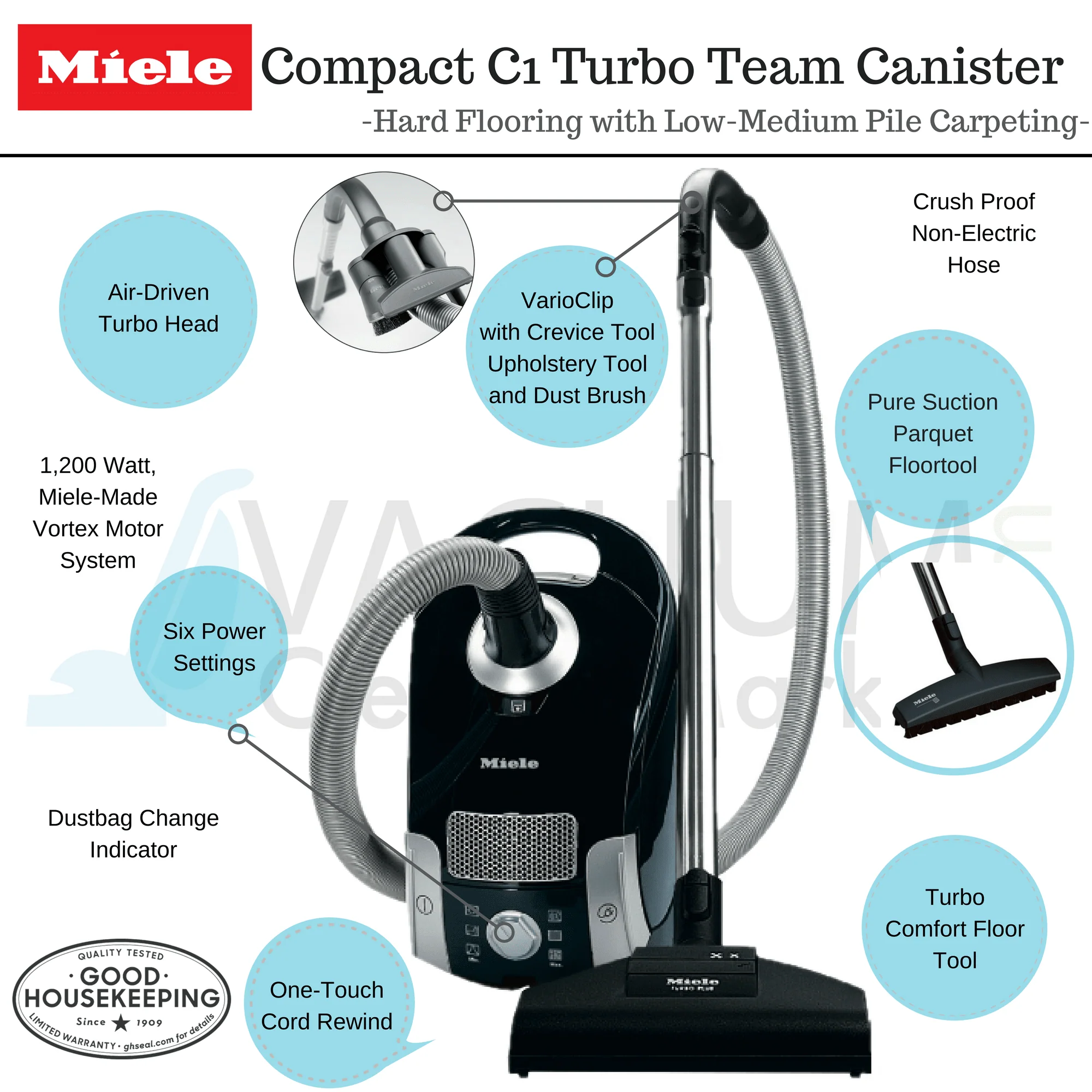 Miele Compact C1 Turbo Team Canister Vacuum Cleaner - Image 3