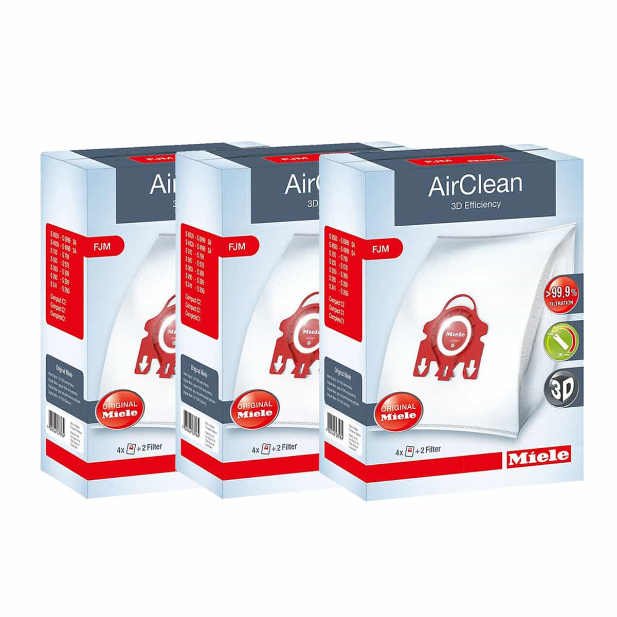Miele FJM AirClean 3D Vacuum Bags - 3 Boxes - 1 Year Supply