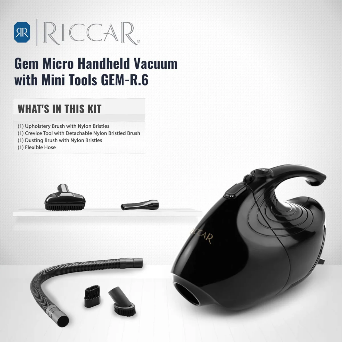 Riccar Gem Micro Handheld Vacuum with Micro Tools - Image 3