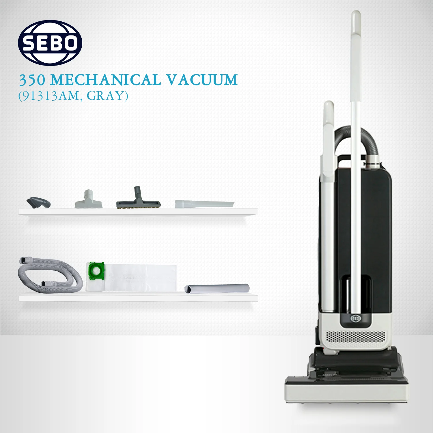 SEBO 350 MECHANICAL Commercial Grade Upright Vacuum Cleaner 91313AM (Gray) - Image 5