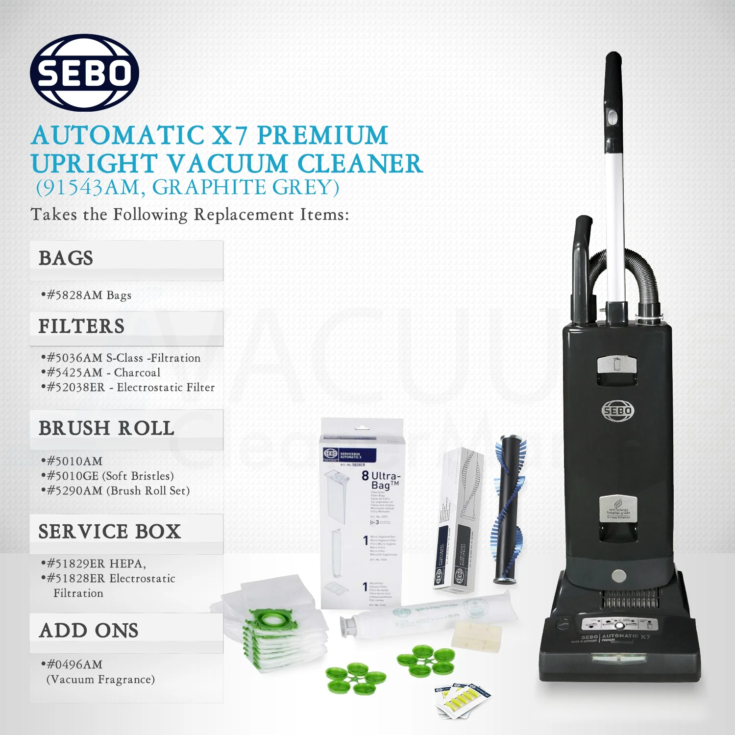 SEBO Automatic X7 Premium Upright Vacuum Cleaner 91543AM (Graphite Grey) - Image 9