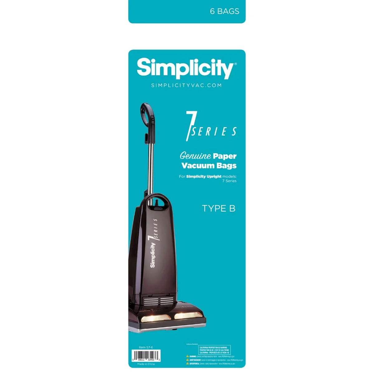 Simplicity 7 Series Type B Vacuum Bags - 6 Pack (S7-6)