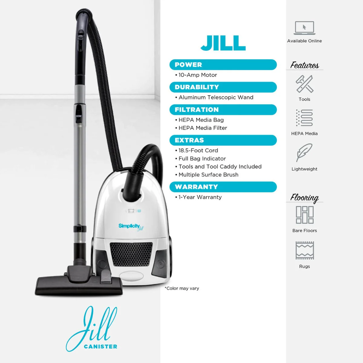 Simplicity Jill Bagged Canister Vacuum Cleaner - Image 3