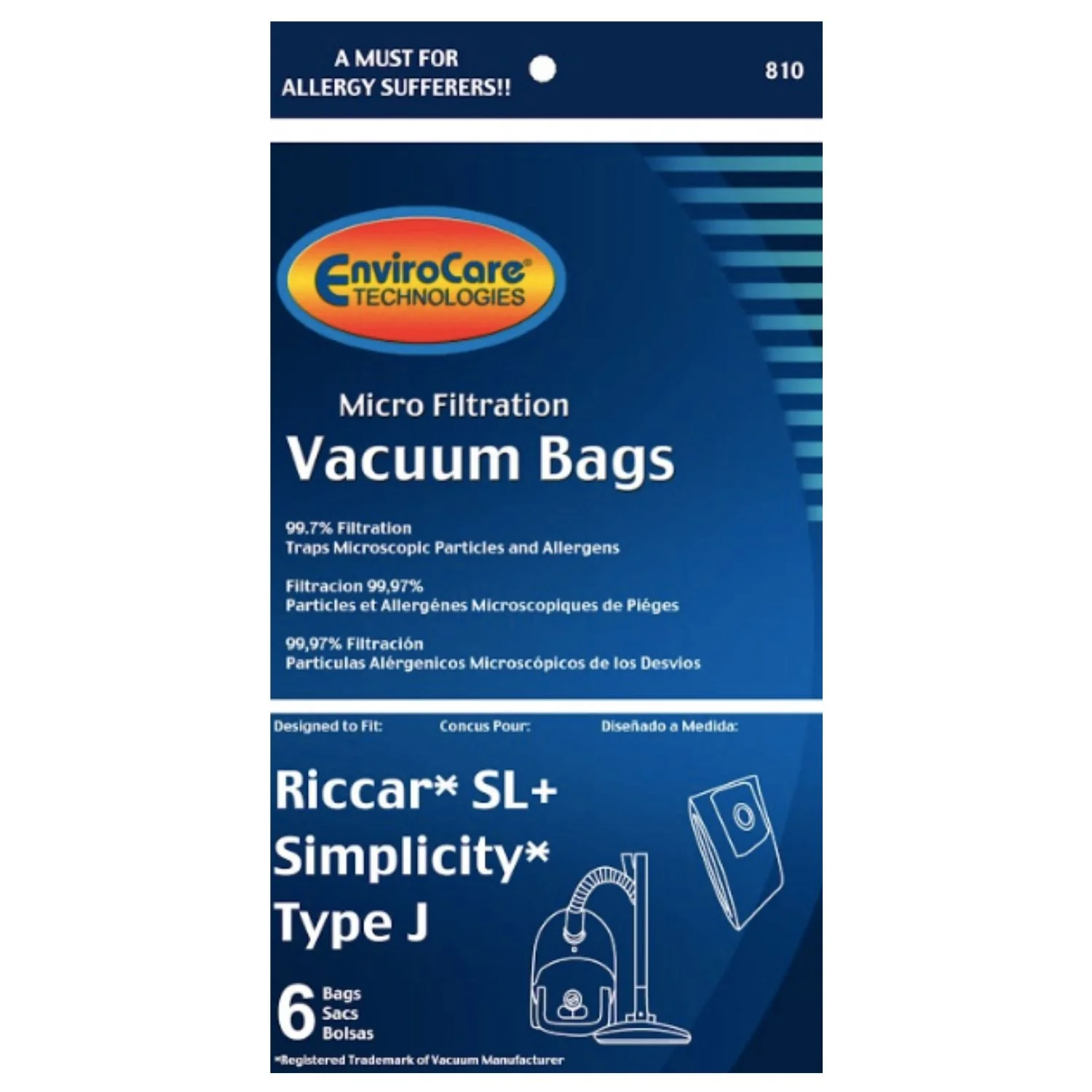 Simplicity Type J and Riccar SL+ Vacuum Bags by EnviroCare Technologies (6 Pack) - Image 4
